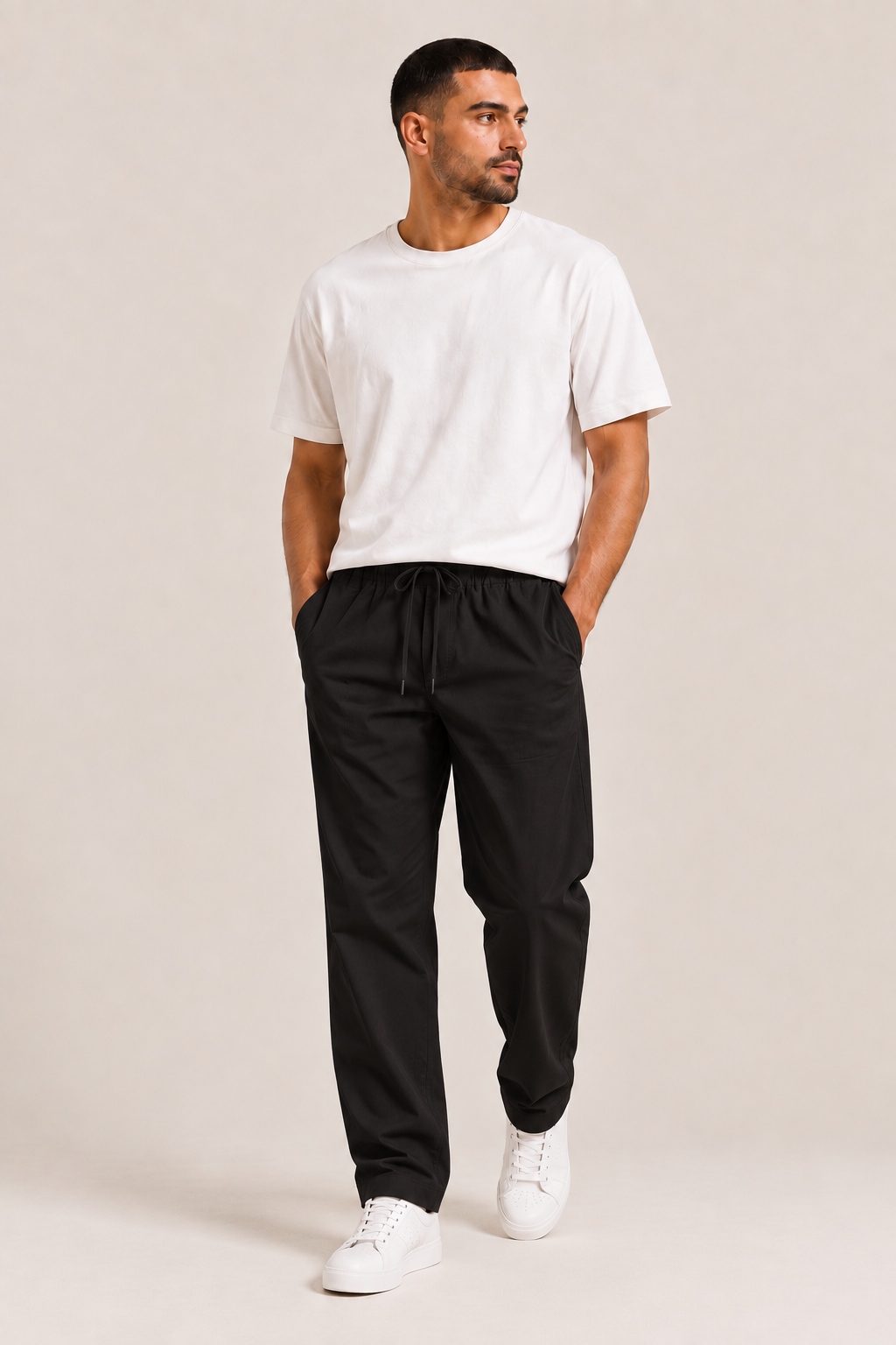 Essential Relaxed Gabardine Pants – Black